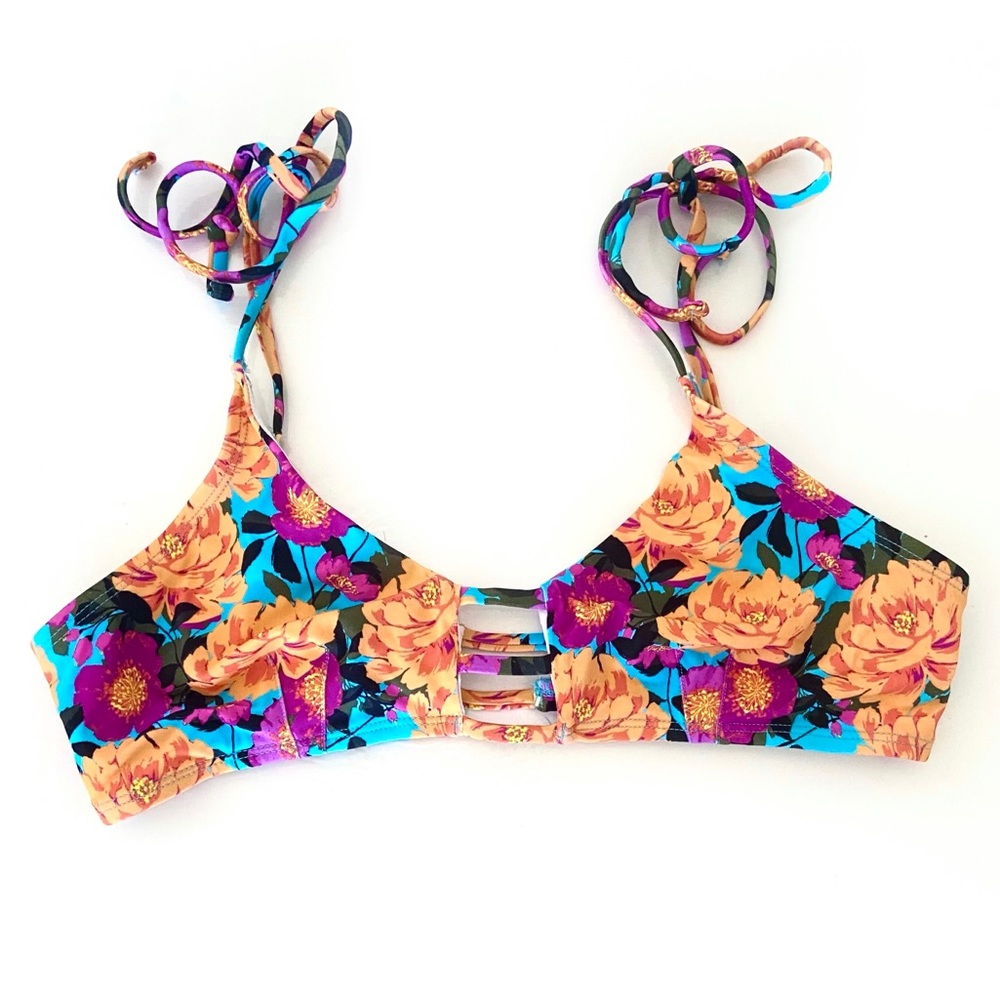 Urban Outfitters Winnie Orange Floral Bikini Top - Picture 2 of 10